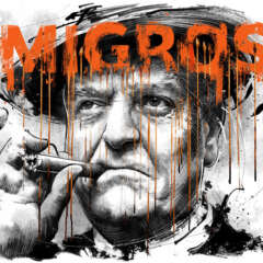 Work Migros tabak alkohol gttlieb duttweiler portrait ilustration editorial Kornel Illustration | Kornel Stadler