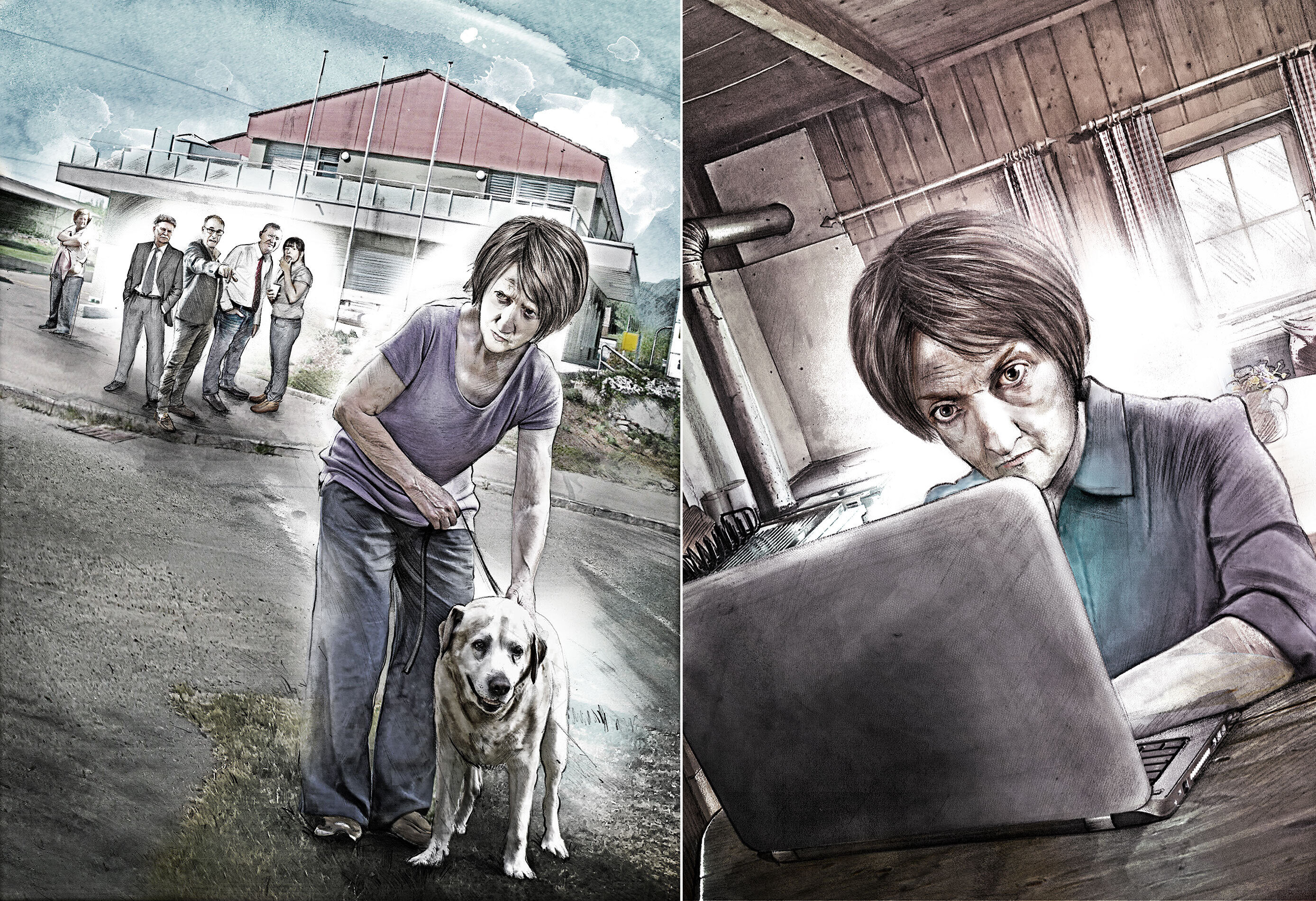 Woman dog - Kornel Illustration | Kornel Stadler portfolio