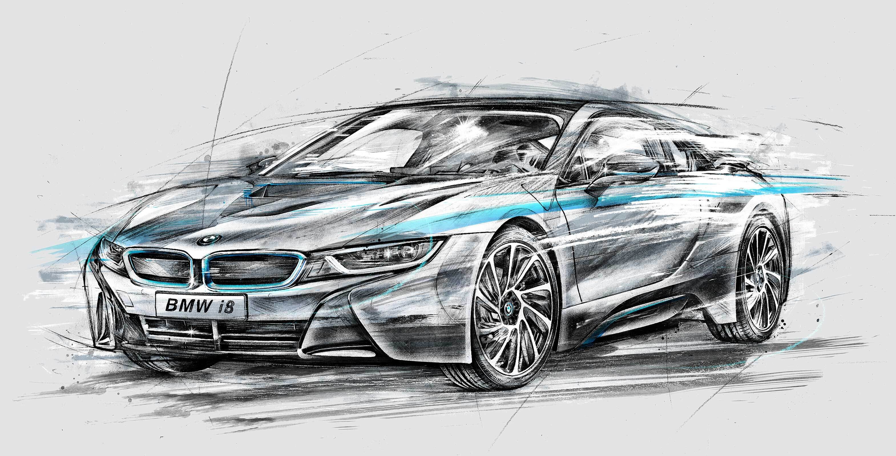 BMW i8 RGB car design illustration sketch concept drawing - Kornel Illustration | Kornel Stadler portfolio