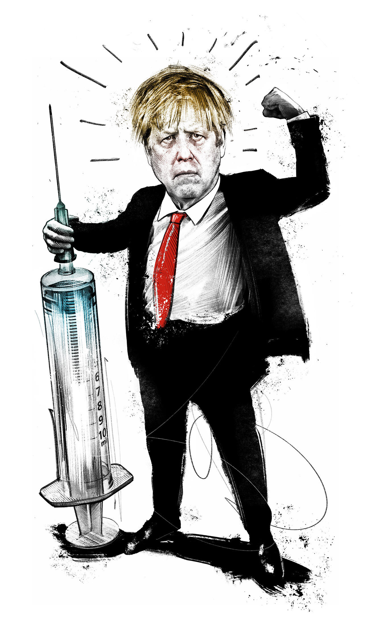 Boris Johnson vaccine caricature illustration - Kornel Illustration | Kornel Stadler portfolio