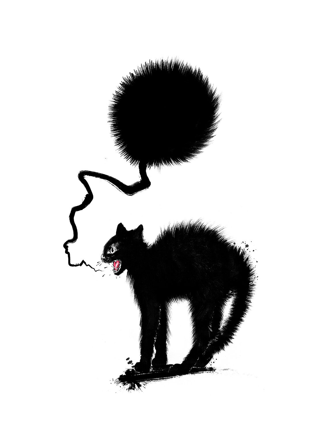 Buesi katze black cat Artwork drawing art illustration kornel ink gallery zeichnung kunst - Kornel Illustration | Kornel Stadler portfolio