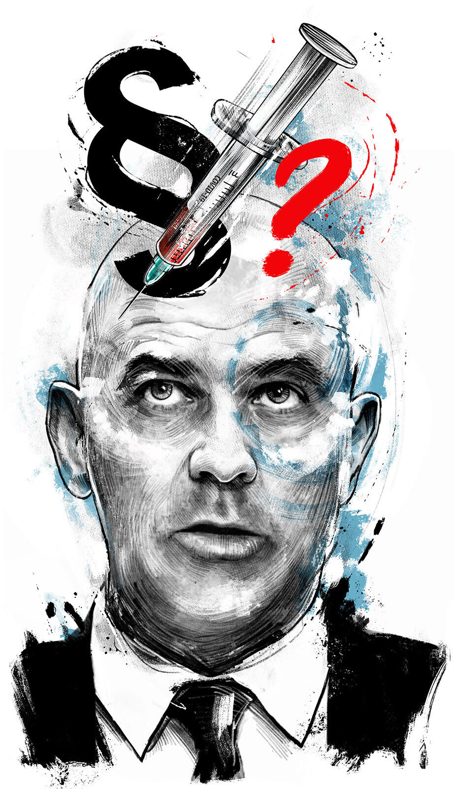 Alain berset bundesrat impfpflicht corona politik portrait llustration - Kornel Illustration | Kornel Stadler portfolio