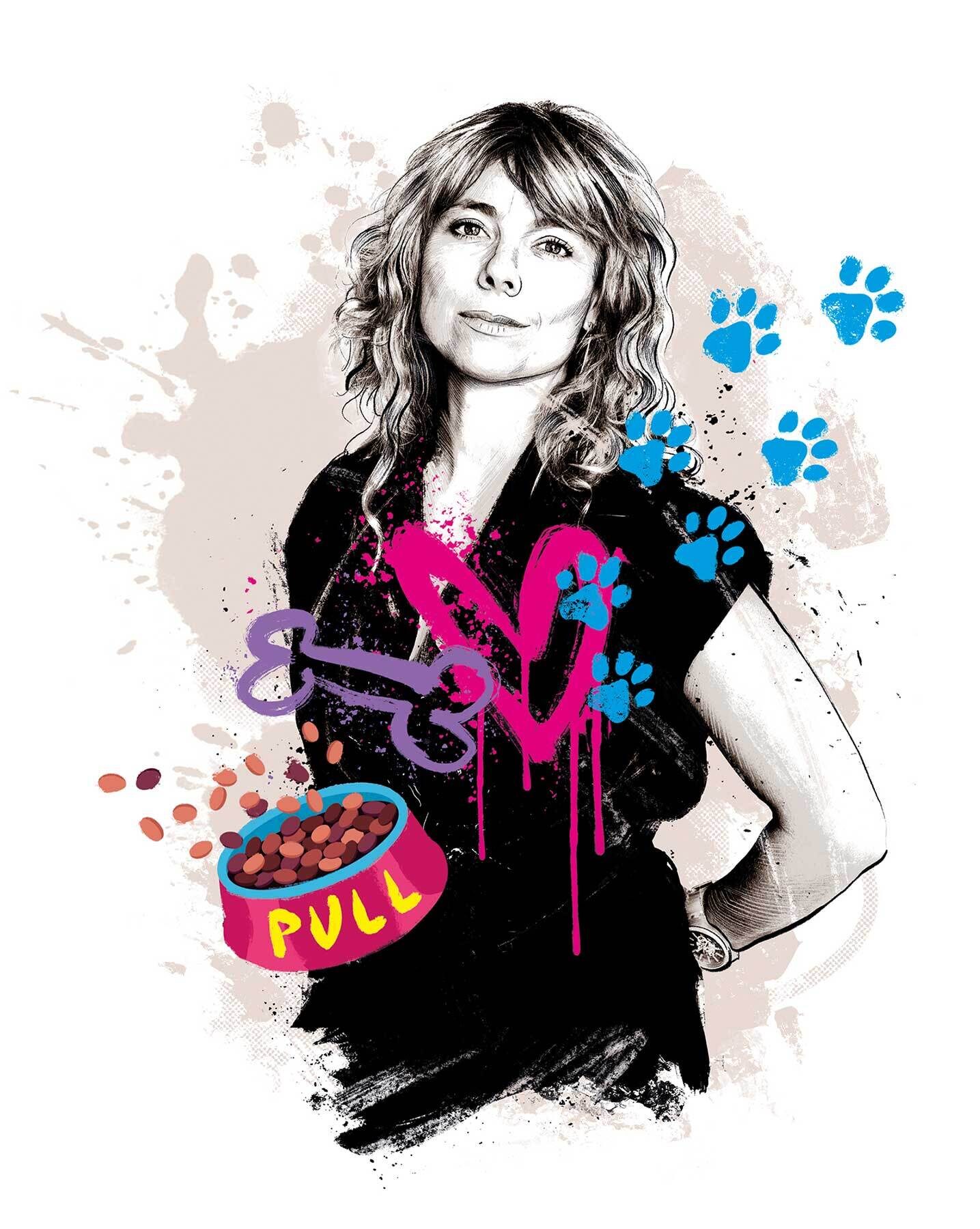 Fanny wobmann portrait Illustration kolumne editorial zeichnung drawing magazin red bulletin red bull hund autorin writer comedian - Kornel Illustration | Kornel Stadler portfolio