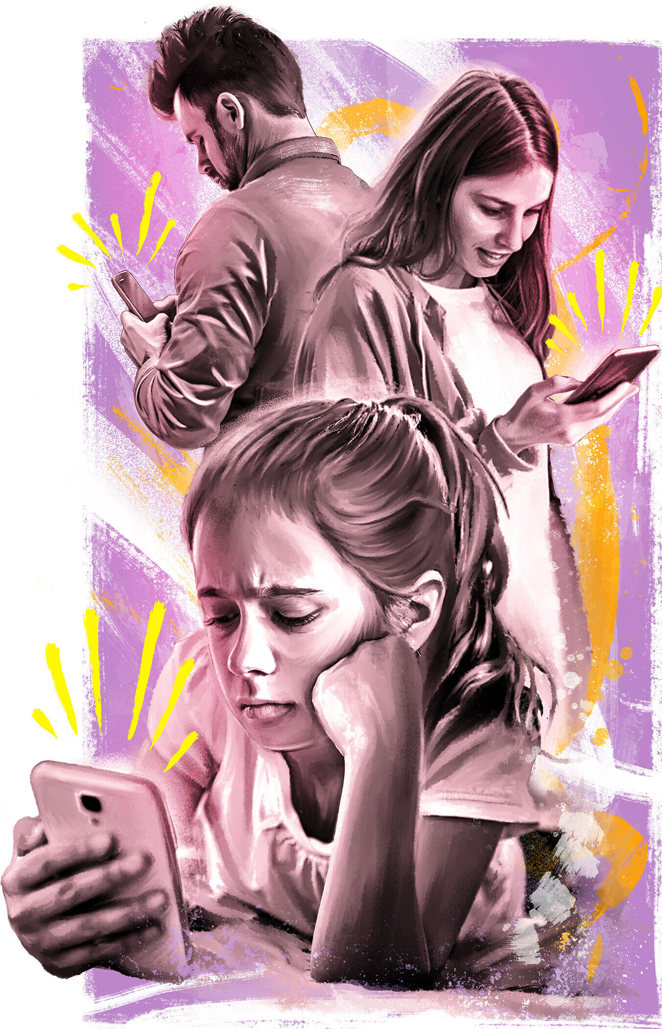 Editorial illustration gesllschaft kultur conceptual eletern parents handy concept zeitung newspaper smartphone lifestayle millennials 1 - Kornel Illustration | Kornel Stadler portfolio