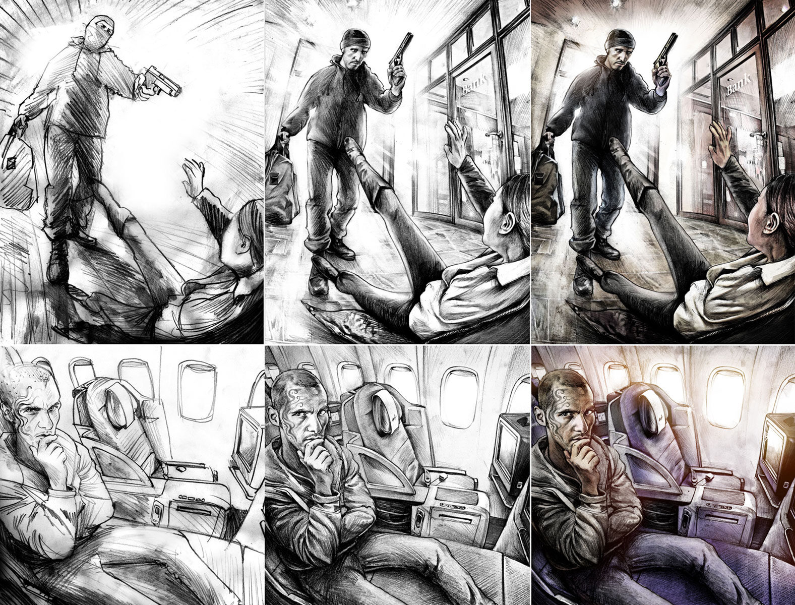 Bankraub Skizzen - Kornel Illustration | Kornel Stadler portfolio