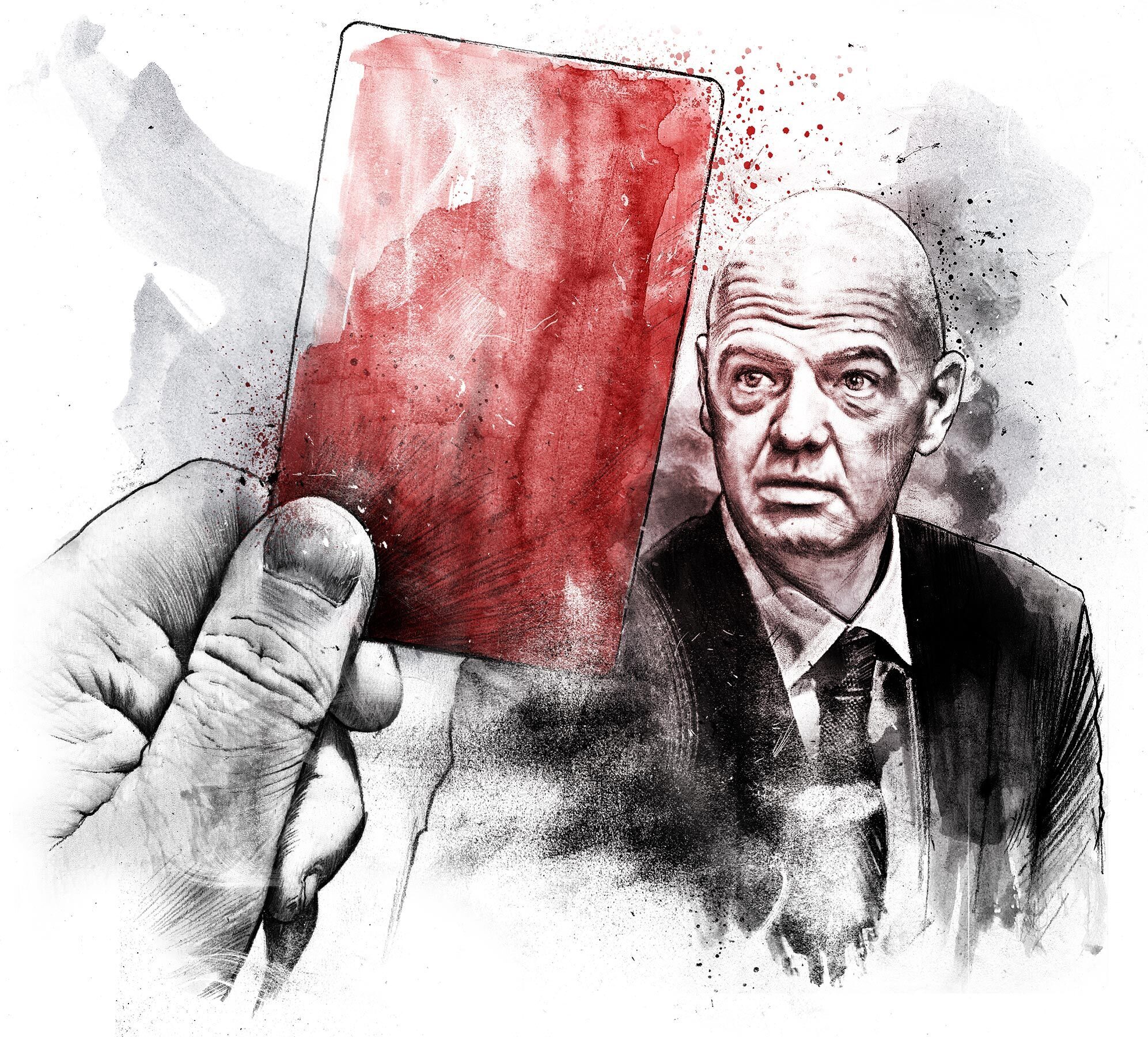 Gianni Infantino red card illustration - Kornel Illustration | Kornel Stadler portfolio