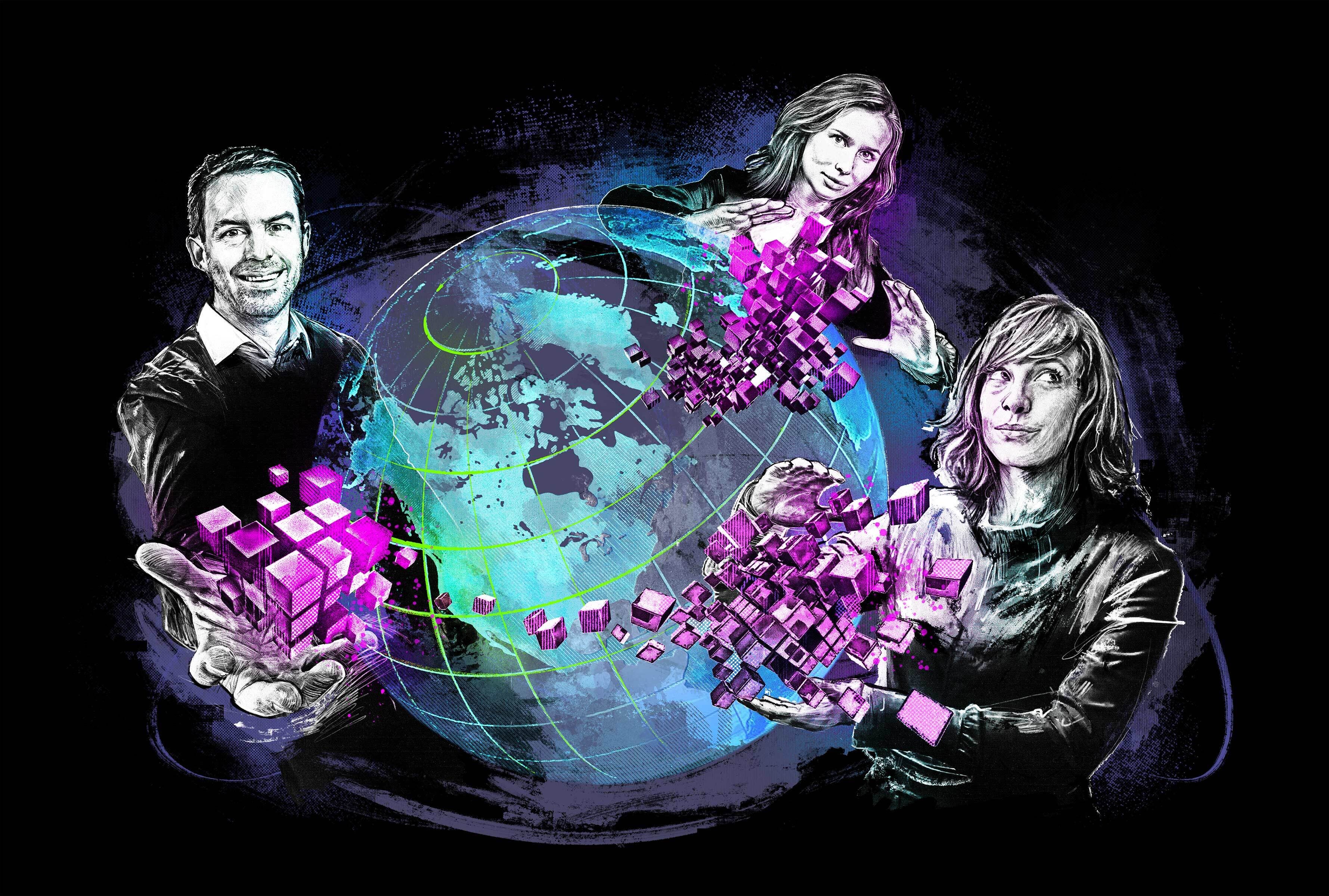 Internationalisers Digital Shapers illustration editorial technology tech innovation work earth connection connect communication - Kornel Illustration | Kornel Stadler portfolio