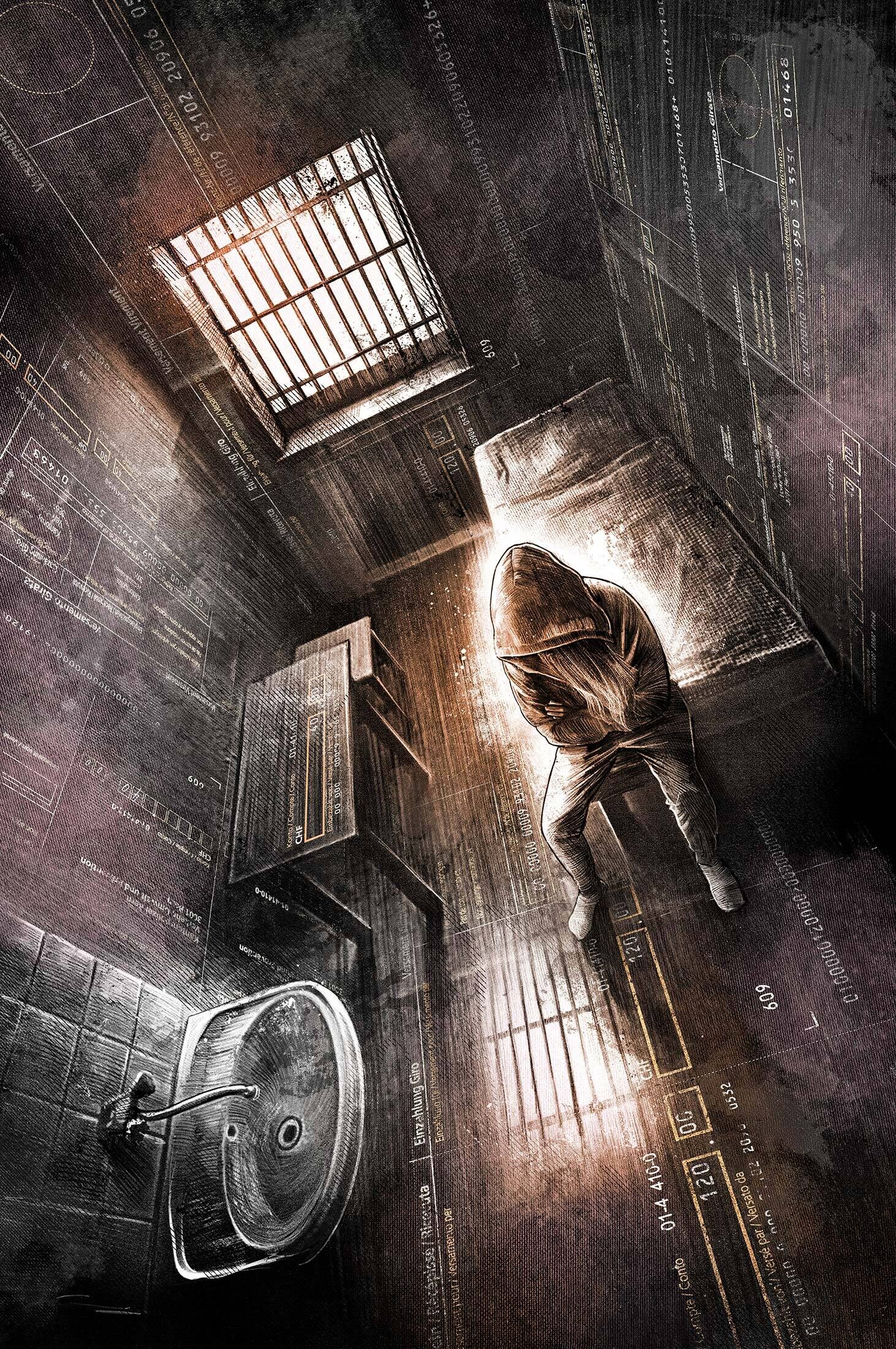 Illustration Bussen woz die wochenzeitung prison haft jva editorial knast - Kornel Illustration | Kornel Stadler portfolio