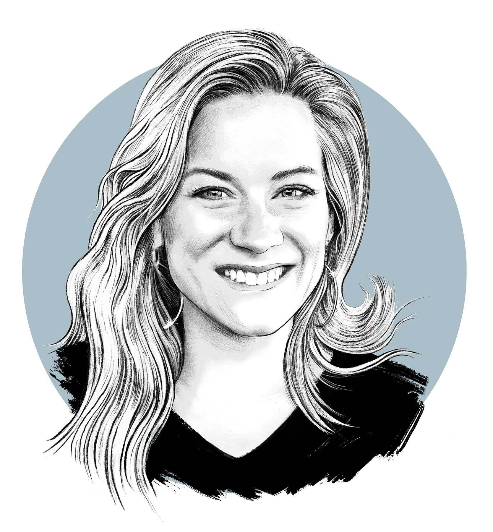Andrea jansen portrait Illustration kolumne editorial zeichnung drawing magazin portriatillustration Swiss Mal ehrlich Any Working Mom srf unterwegs Moderatorin - Kornel Illustration | Kornel Stadler portfolio