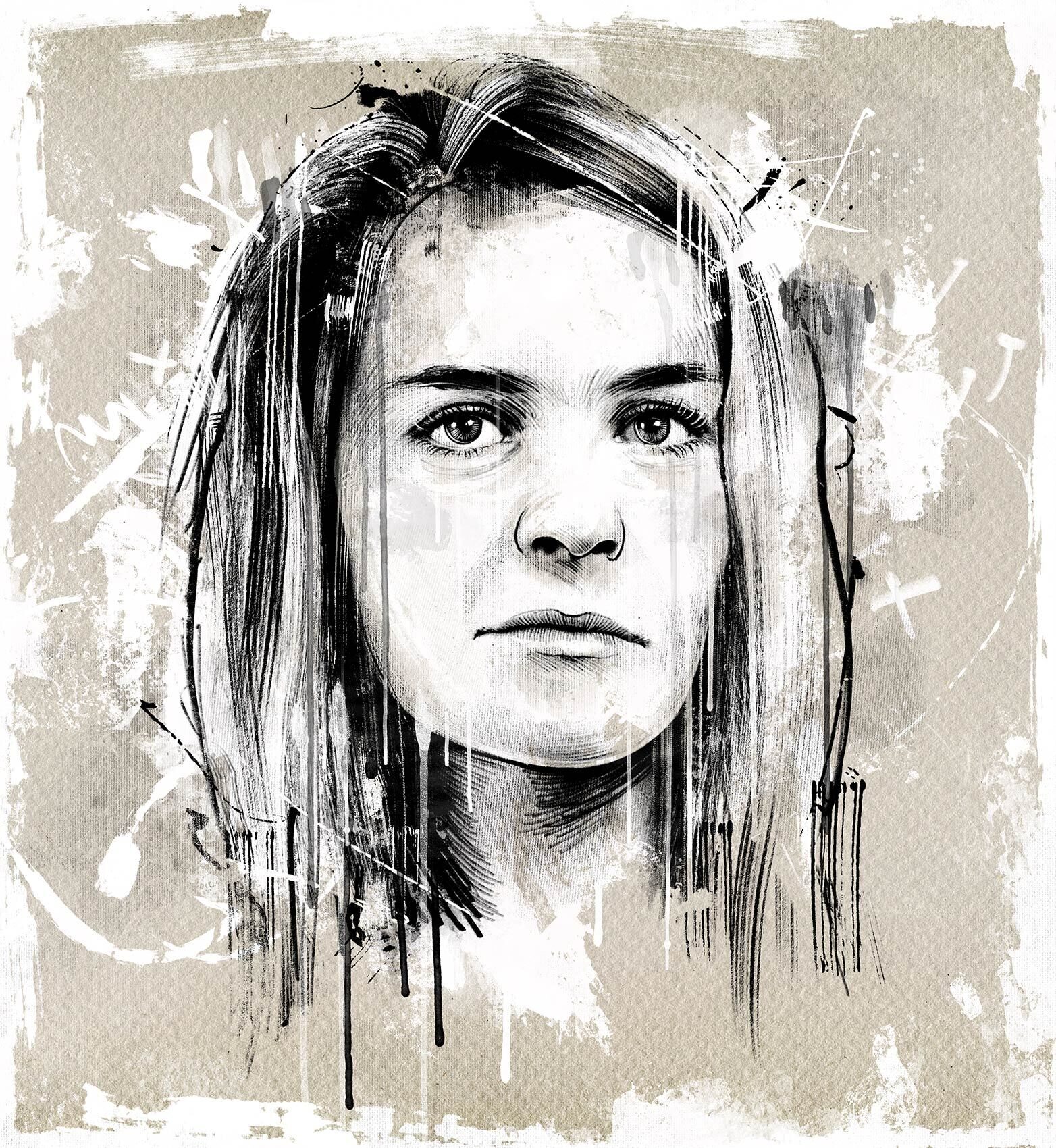 Hazel brugger portrait portraet illustration urban art street style zeichnung - Kornel Illustration | Kornel Stadler portfolio