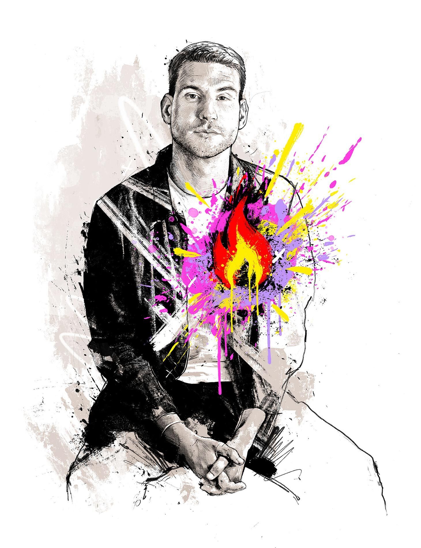 Jon monnard portrait illustration kolumne editorial zeichnung drawing magazin red bulletin red bull autor writer art kunst fire - Kornel Illustration | Kornel Stadler portfolio