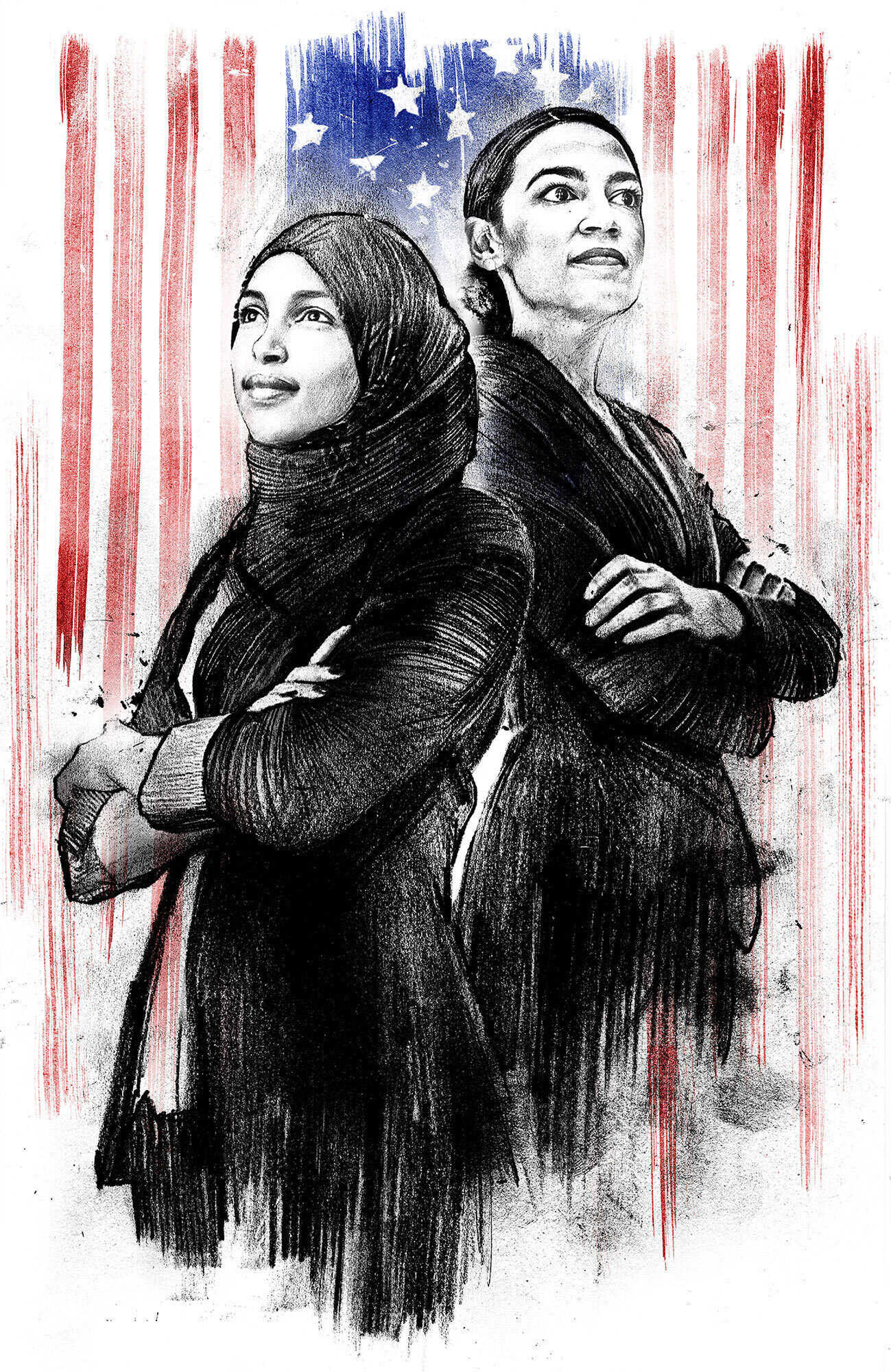 Alexandria Ocasio Cortez Ilhan Omar democratic woman illustration - Kornel Illustration | Kornel Stadler portfolio