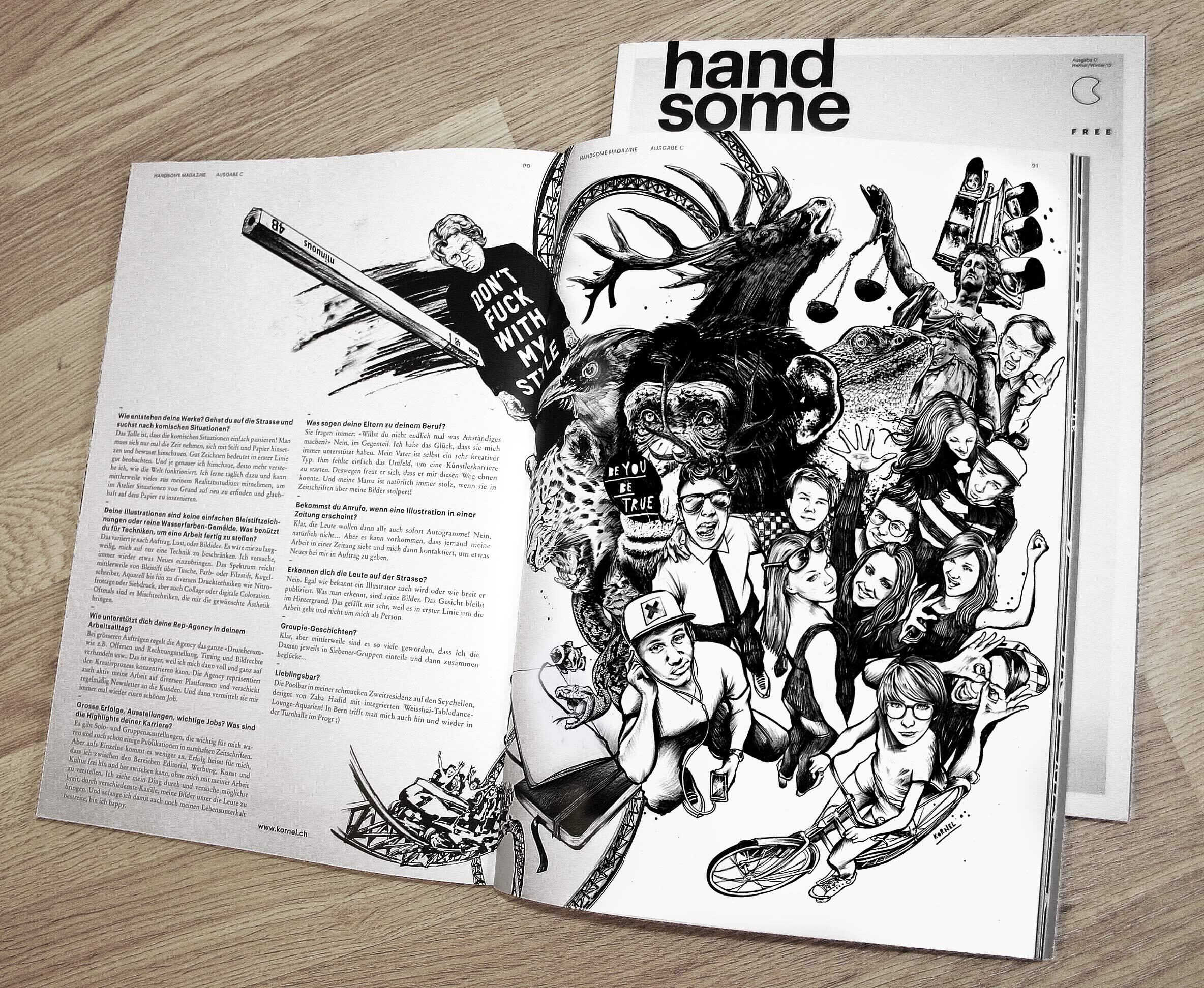 Kornel illustration illustrations editorial interview handome mag magazine drawings black and white style schwar weiss - Kornel Illustration | Kornel Stadler portfolio