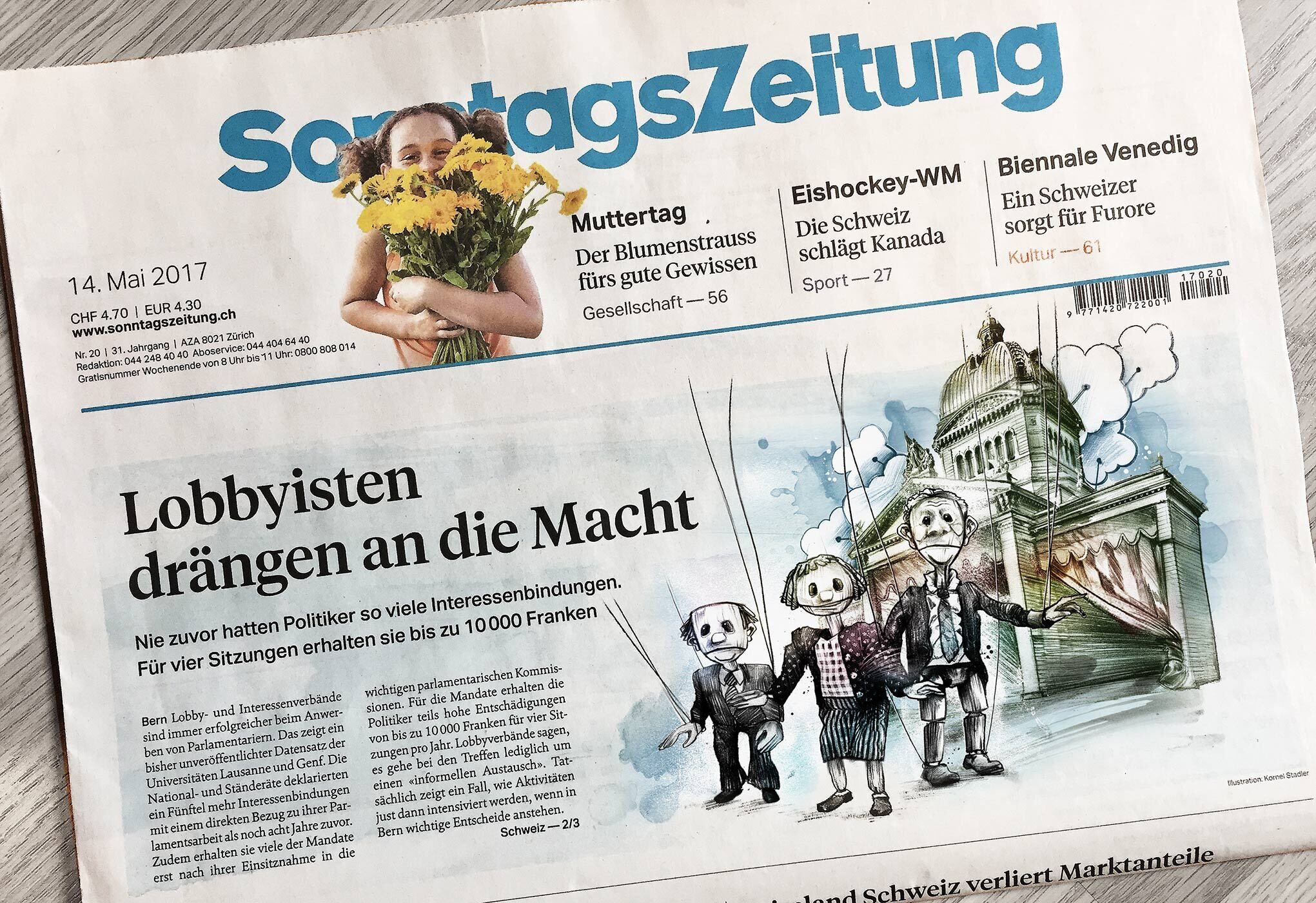 Bundeshaus Marionetten Cover Sonntagszeitung - Kornel Illustration | Kornel Stadler portfolio
