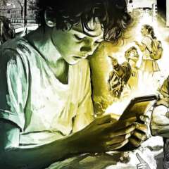 Work Editorial conceptual illustration newspaper painting mobbing bullying school social media sad boy teens teenager youth gen z drawing Kornel Illustration | Kornel Stadler