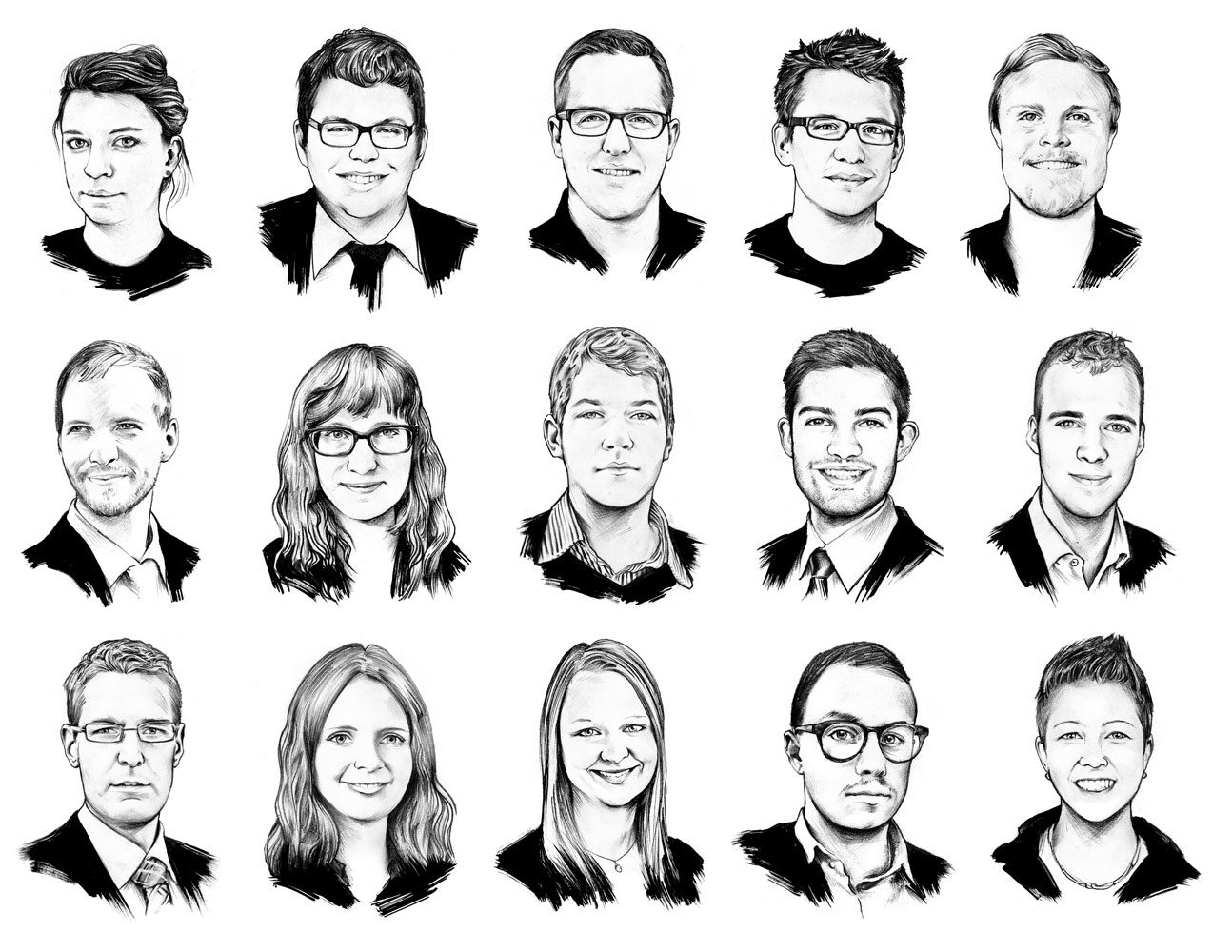 Portraits sw - Kornel Illustration | Kornel Stadler portfolio