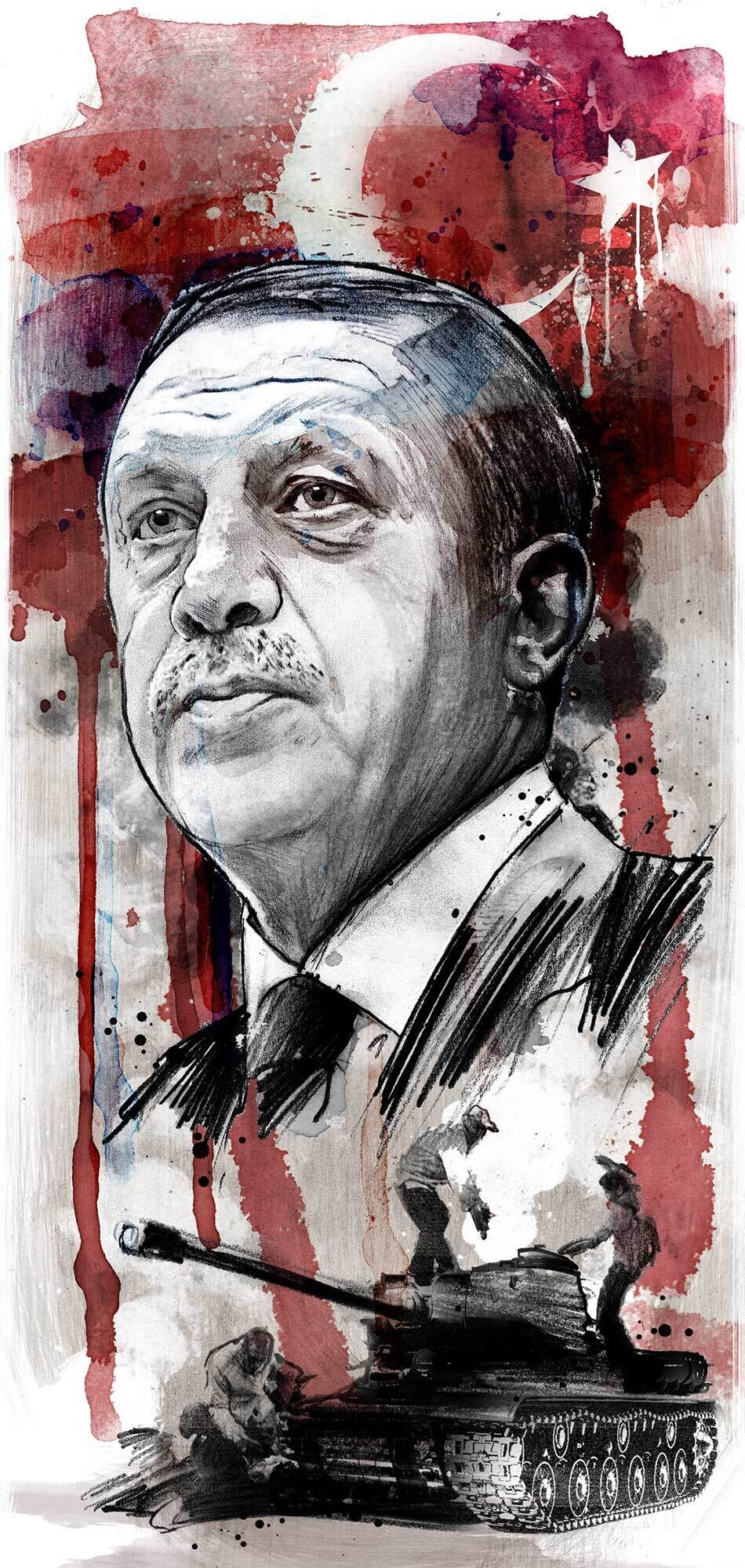 Turkey Erdogan editorial portrait illustration - Kornel Illustration | Kornel Stadler portfolio