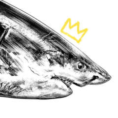 Work Queen shark hai weisser hai white shark crown krone Artwork drawing art illustration kornel ink gallery zeichnung kunst Kornel Illustration | Kornel Stadler