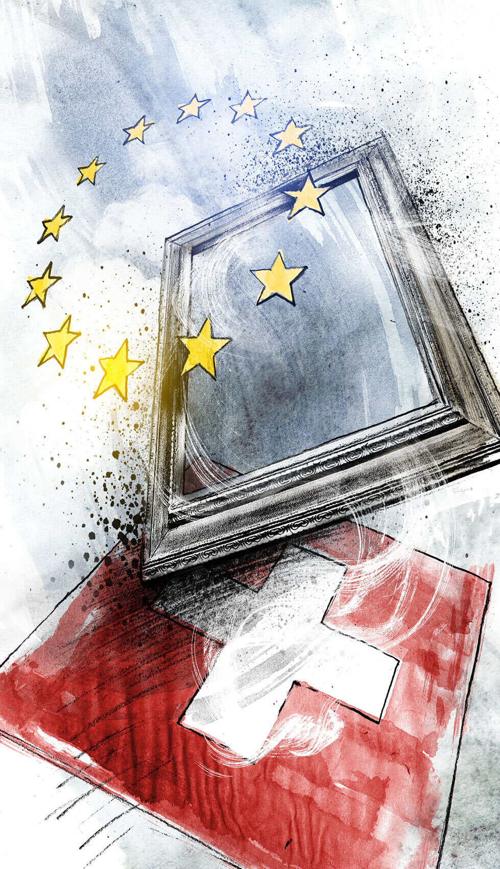 Rahmenabkommen EU Schweiz Illustration Editorial - Kornel Illustration | Kornel Stadler portfolio