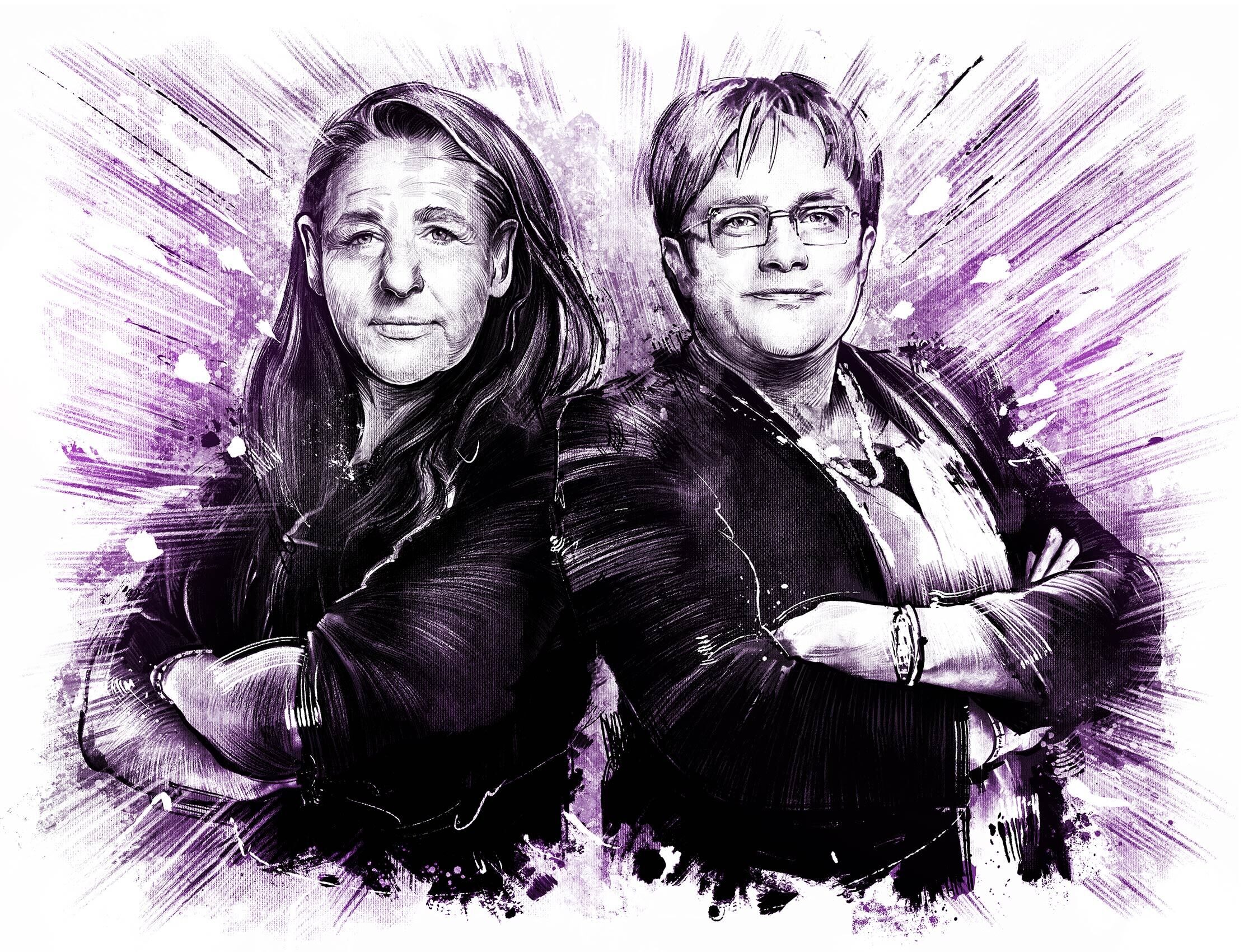 Jacqueline Badran Martullo Blocher Feministinnen portrait politik illustration frauenpower - Kornel Illustration | Kornel Stadler portfolio