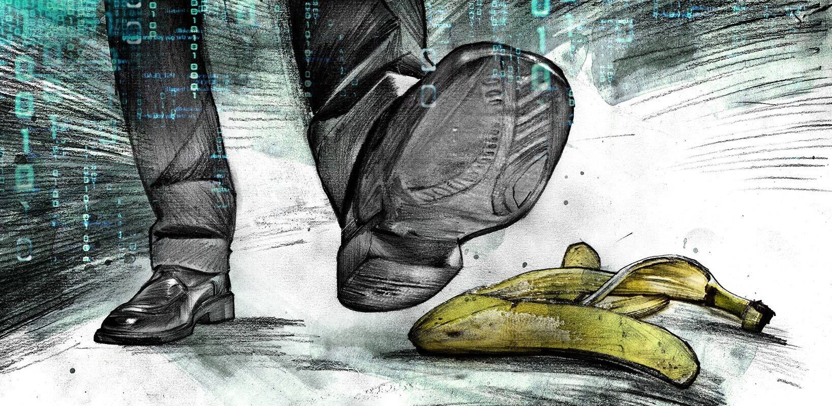 Banana hack computer cyber spy crime - Kornel Illustration | Kornel Stadler portfolio