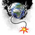 Client Arbeit Editorial earth klima terror klimaerwaermung fridays for future world illustration global warming hands time bomb zeitbombe Kornel Illustration | Kornel Stadler