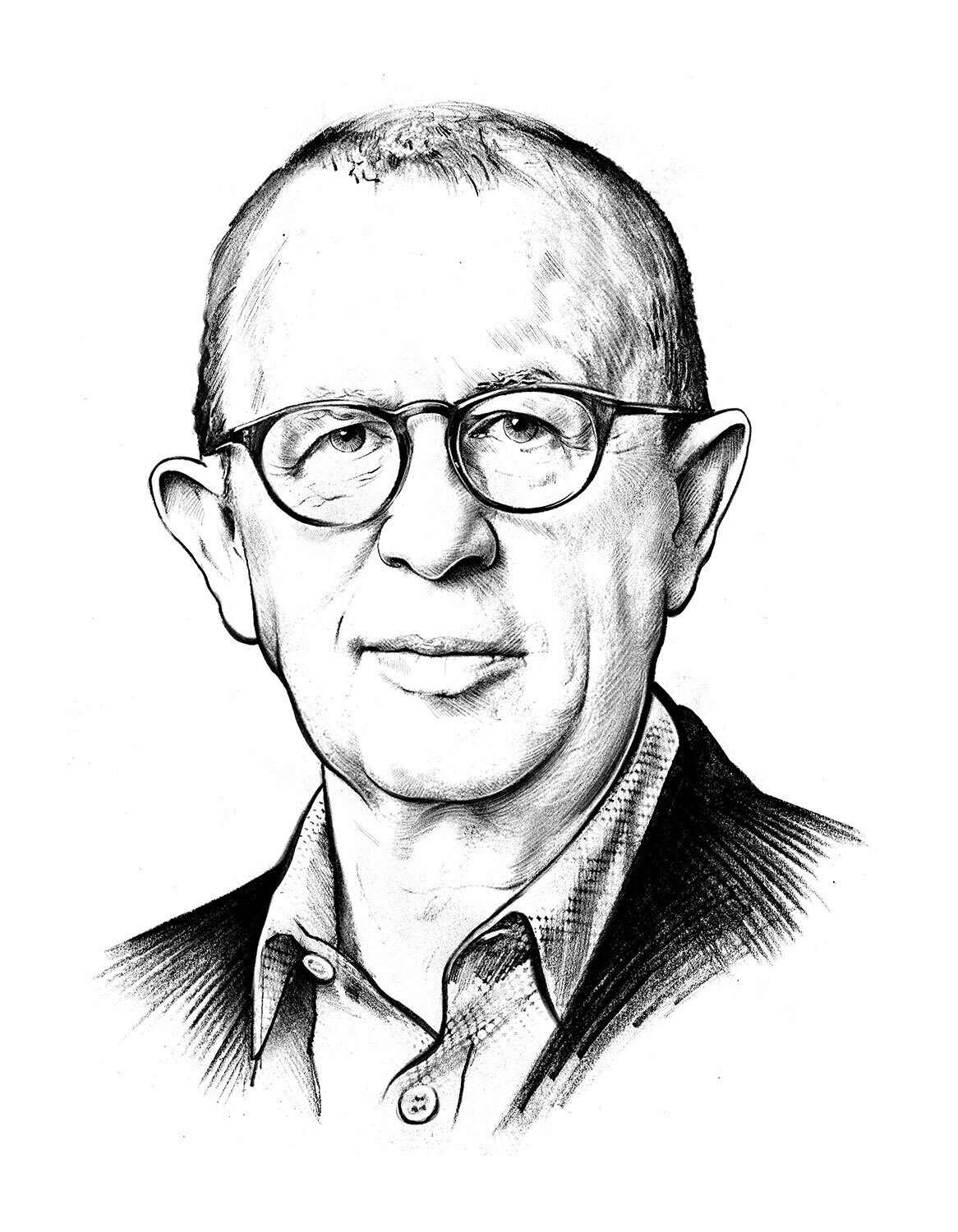 Viktor Giacobbo portrait illustration zeichnung eitorial drawing schwarz weiss black and white portraet - Kornel Illustration | Kornel Stadler portfolio
