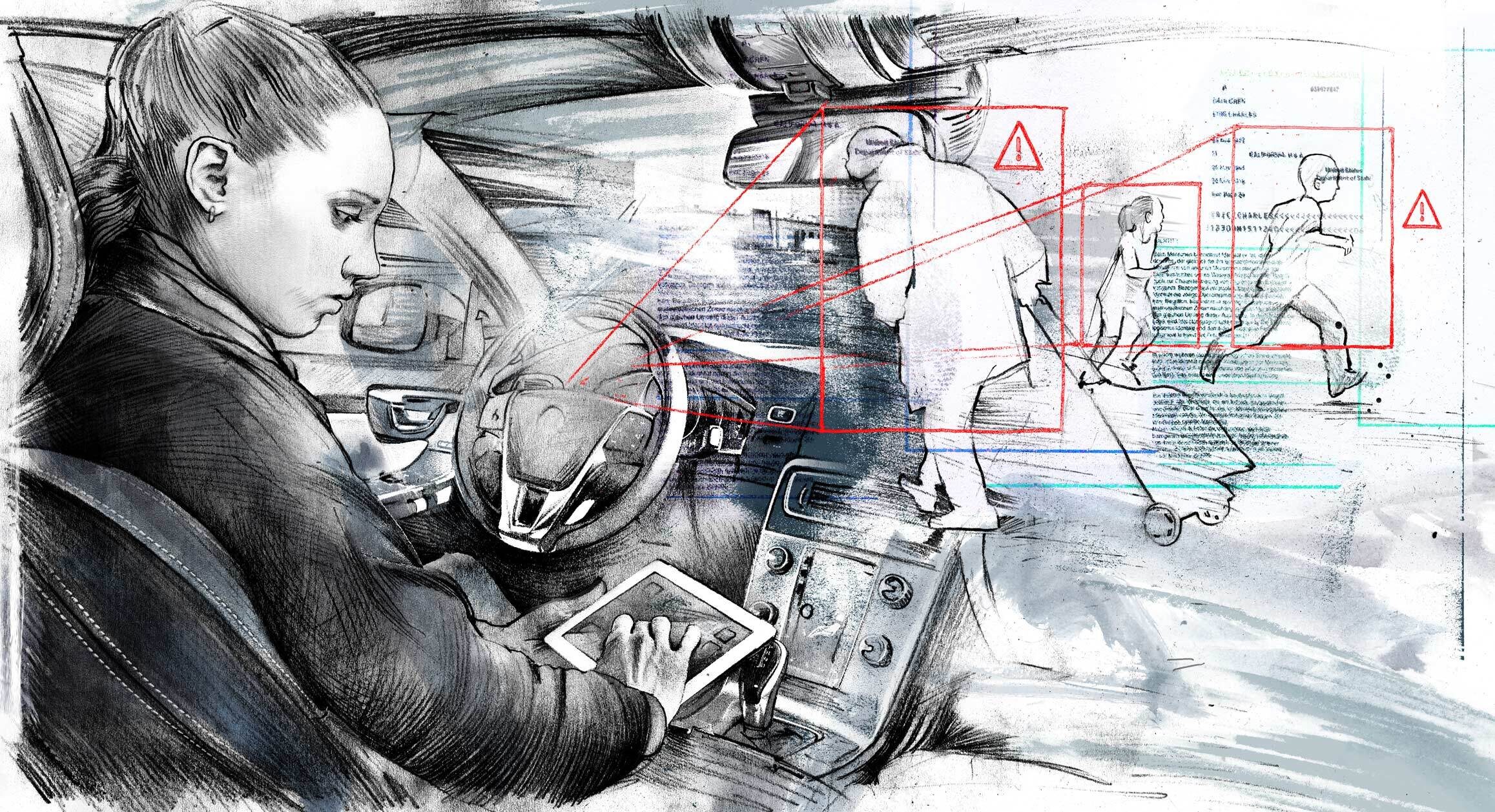 Selbstfahrende autos mobilitaet unfall Verkehr algorithmus - Kornel Illustration | Kornel Stadler portfolio