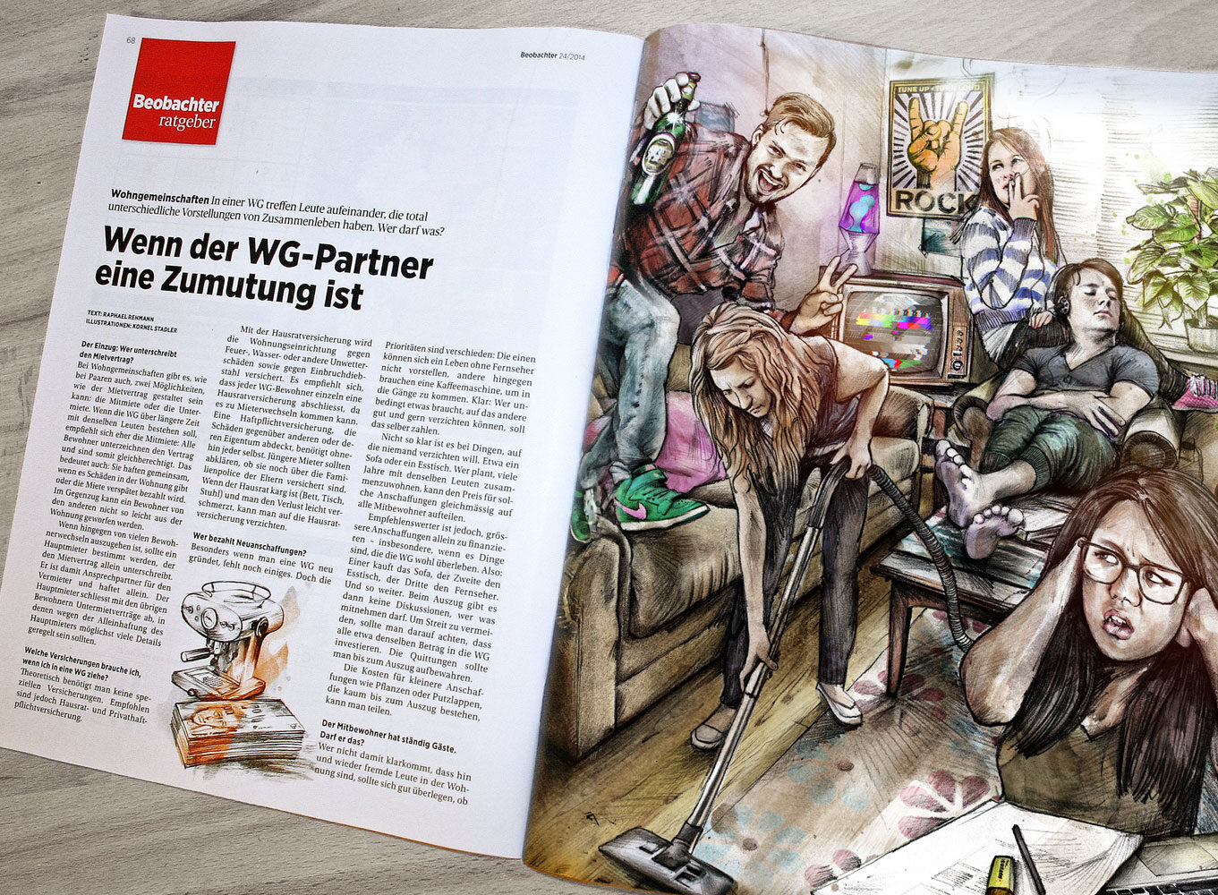 Beobachter WG Szene - Kornel Illustration | Kornel Stadler portfolio
