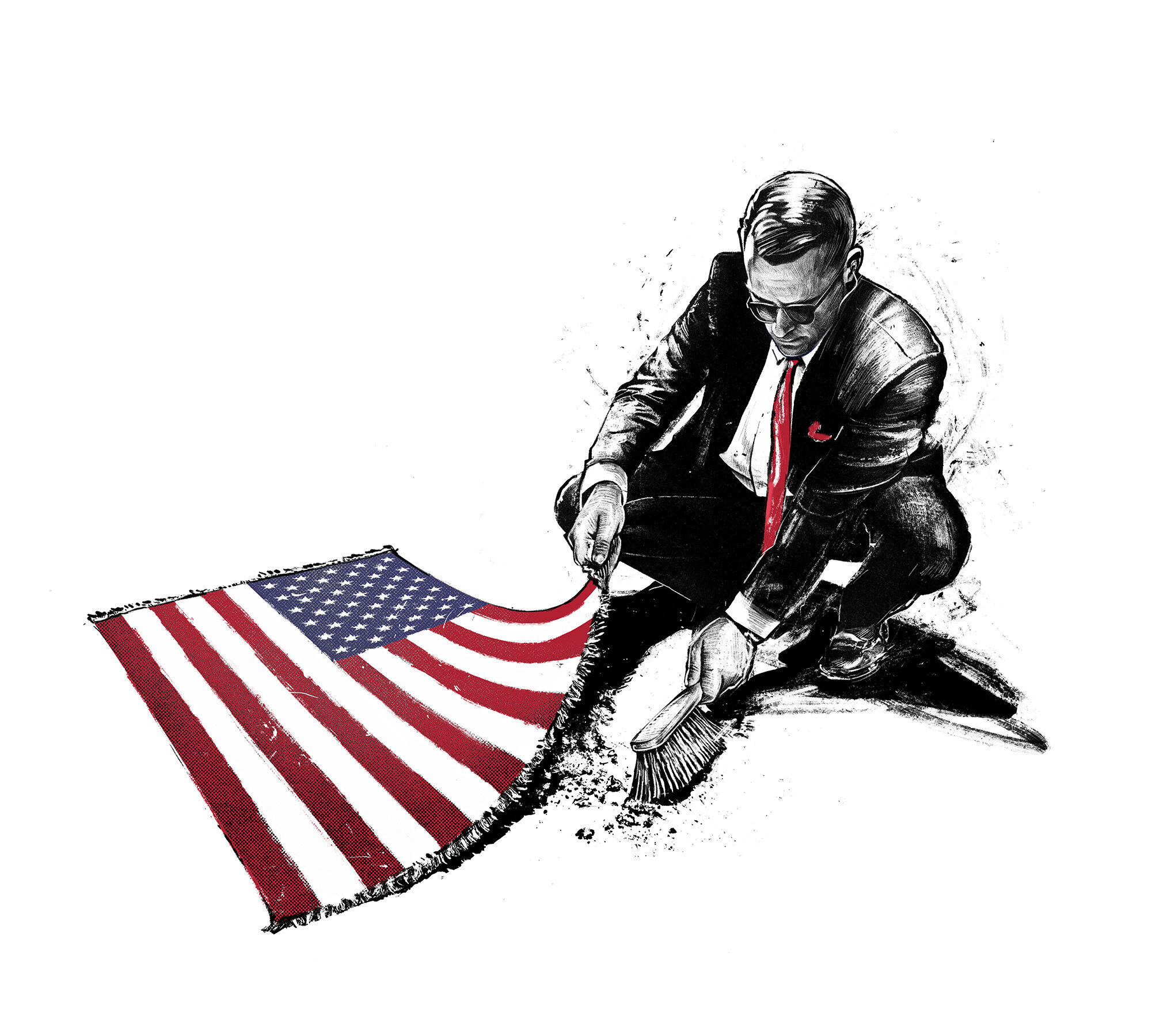 Politicalillustration usa secret service fbi cia us flag newspaperillustration editorial illustration illustrator urbanart conceptual illustration concept illustration ufo - Kornel Illustration | Kornel Stadler portfolio