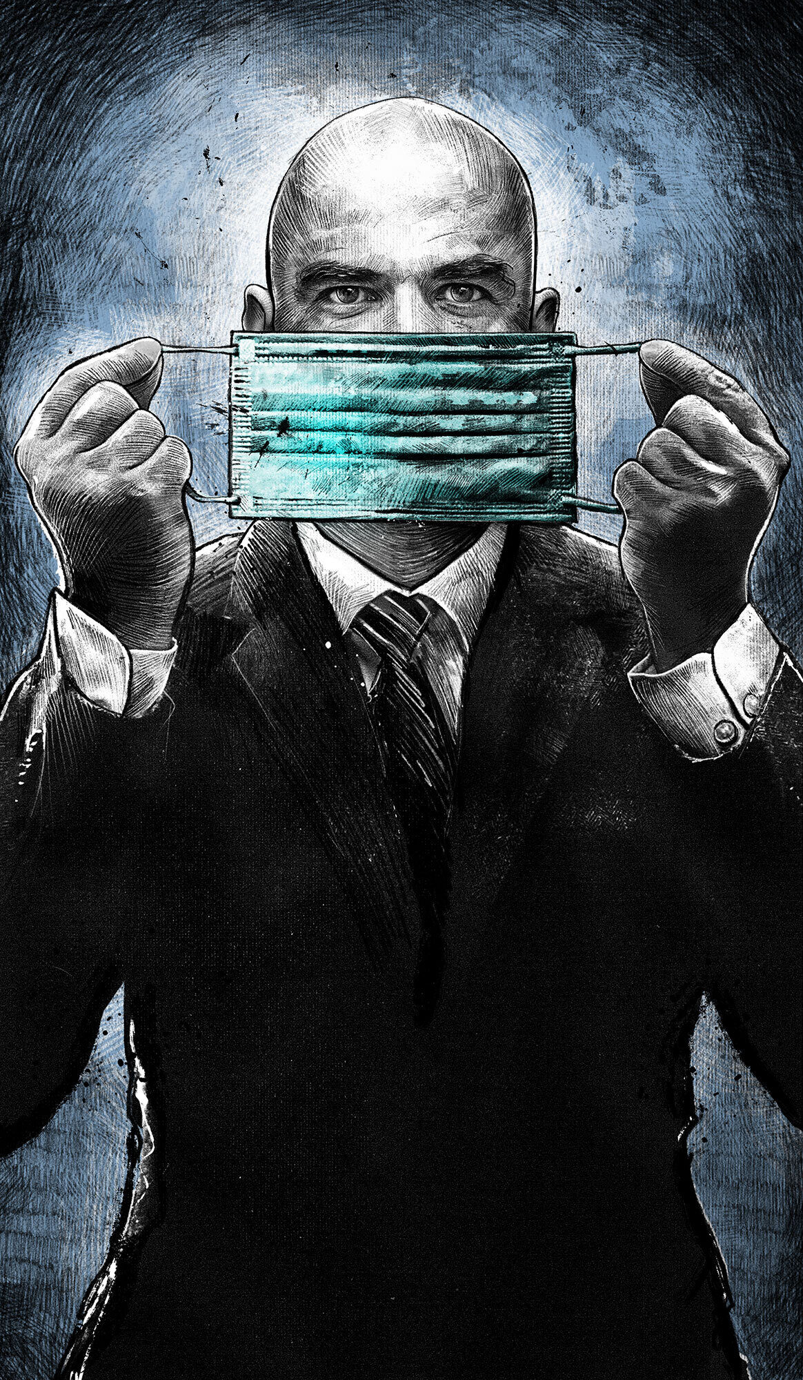 Alain berset portrait illustration corona schweigen editorial zeitung maske covid bundesrat schweiz - Kornel Illustration | Kornel Stadler portfolio